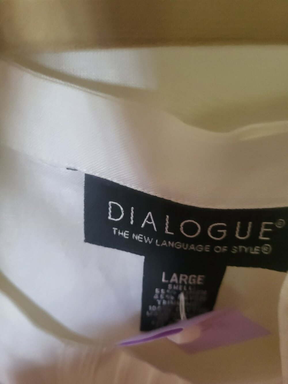 Dialogue 2-Piece Linen Blend Tank & Pintuck Blouse Set White L - Picture 4 of 6